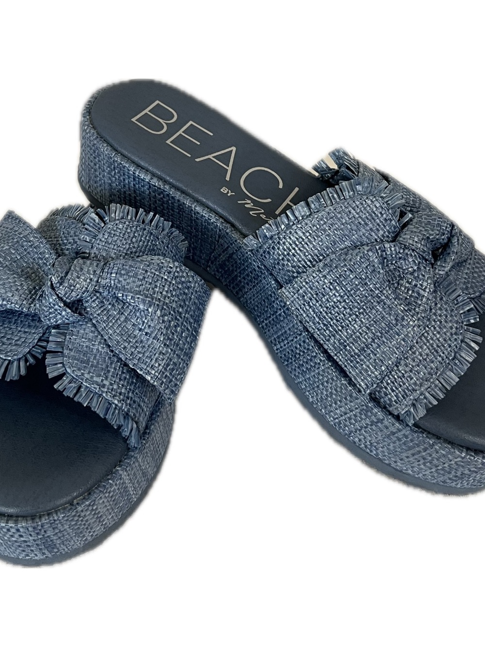 Beach by Matisse Blue Raffia Knot Slide Sandals